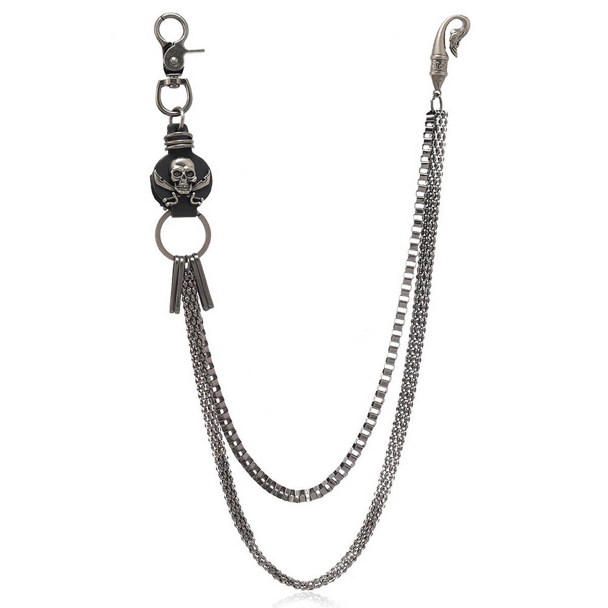 HIP-HOP DISCO SKULL LEATHER PANTS CHAIN