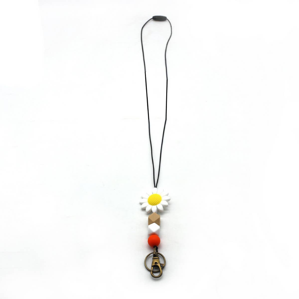 SIMPLE SILICONE BEAD FLOWER LANYARD KEYCHAIN_CWMM1578