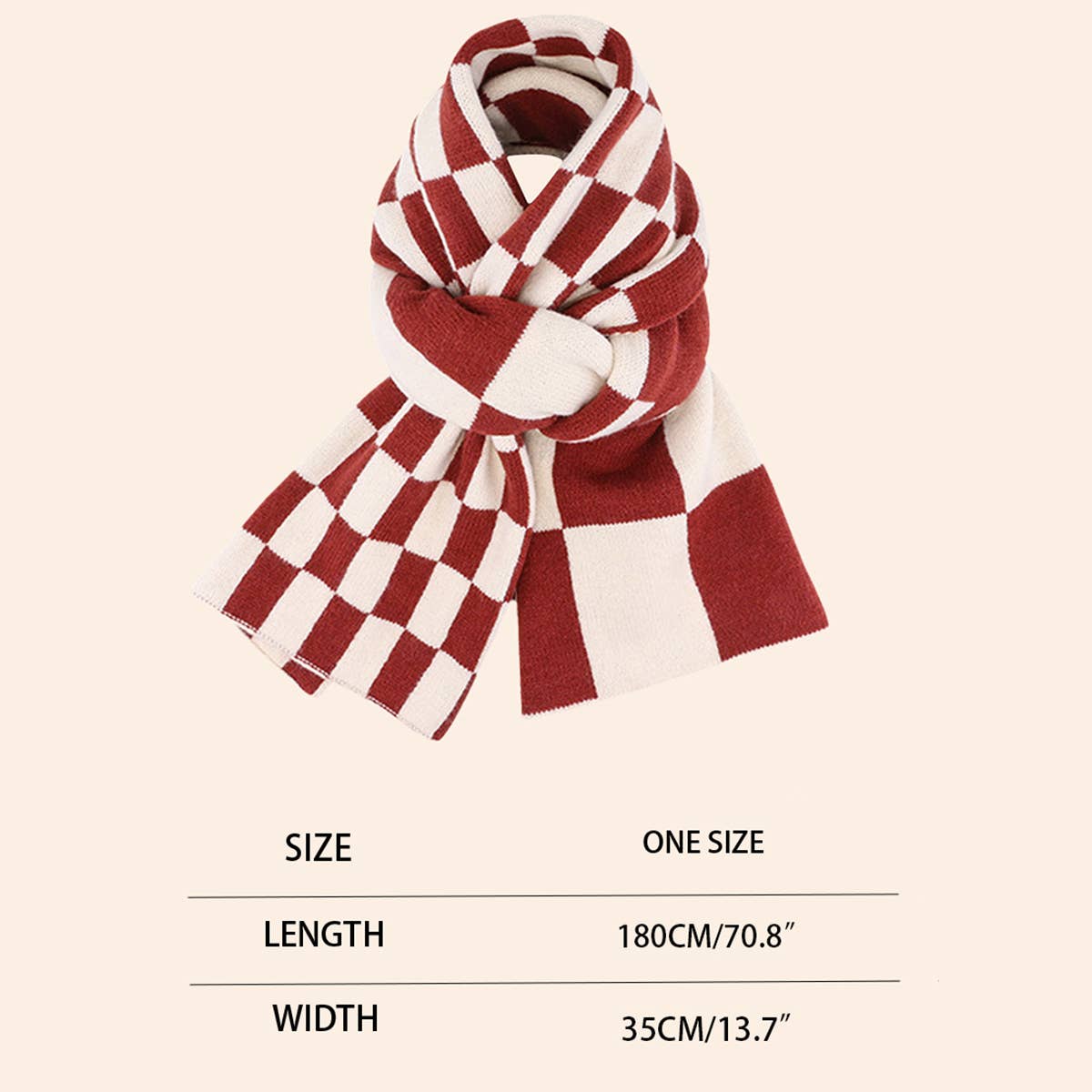 Red Knit Christmas Scarf - Faux Cashmere Reindeer_CWASC0127