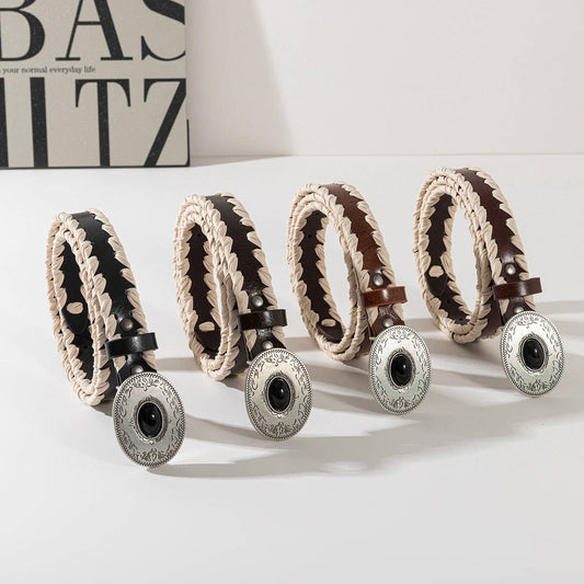 Vintage Floral Engraved Belt for Dresses Jeans_CWABE1224