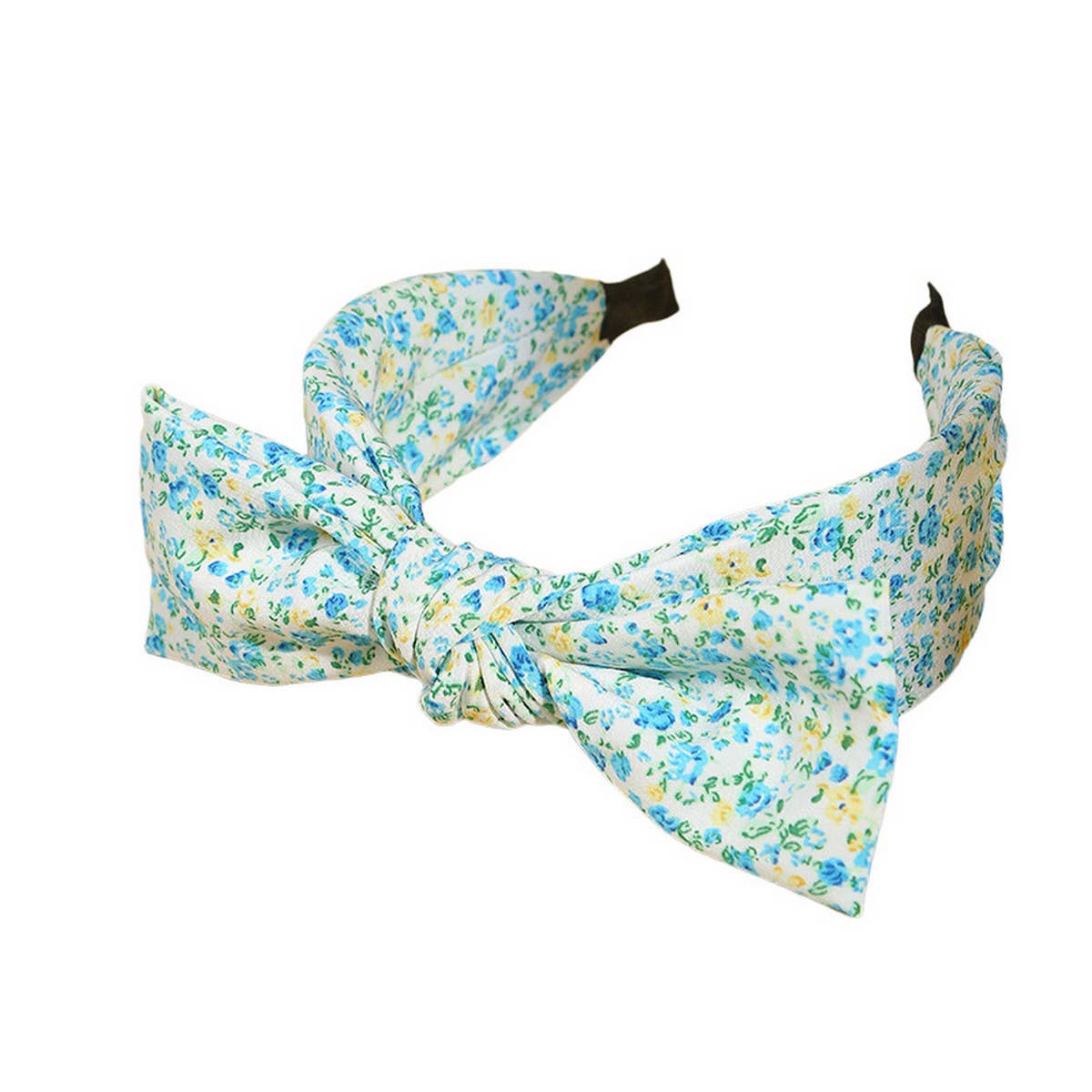 SOLID COLOR PLEATED RABBIT EARS BOW HEADBAND_CWAHA1690