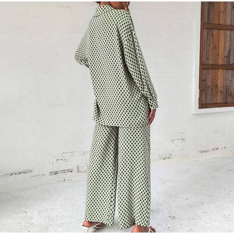 LONG-SLEEVED FULL-PRINT SHIRT AND PANT SUIT