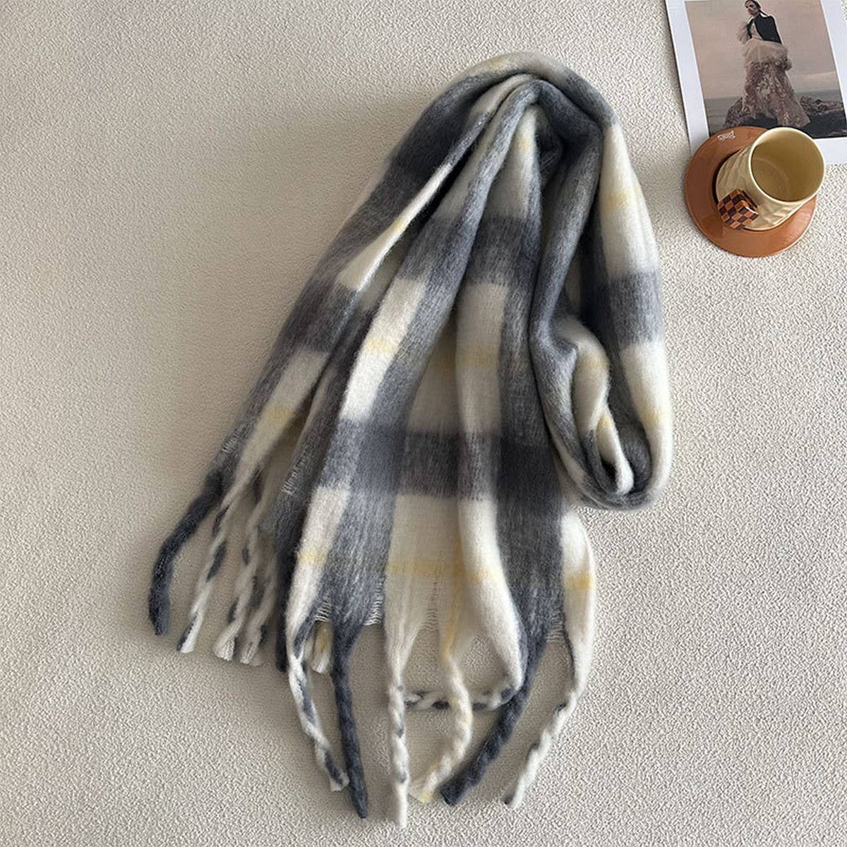 Designer Soft Plaid Faux Cashmere Scarf for Winter