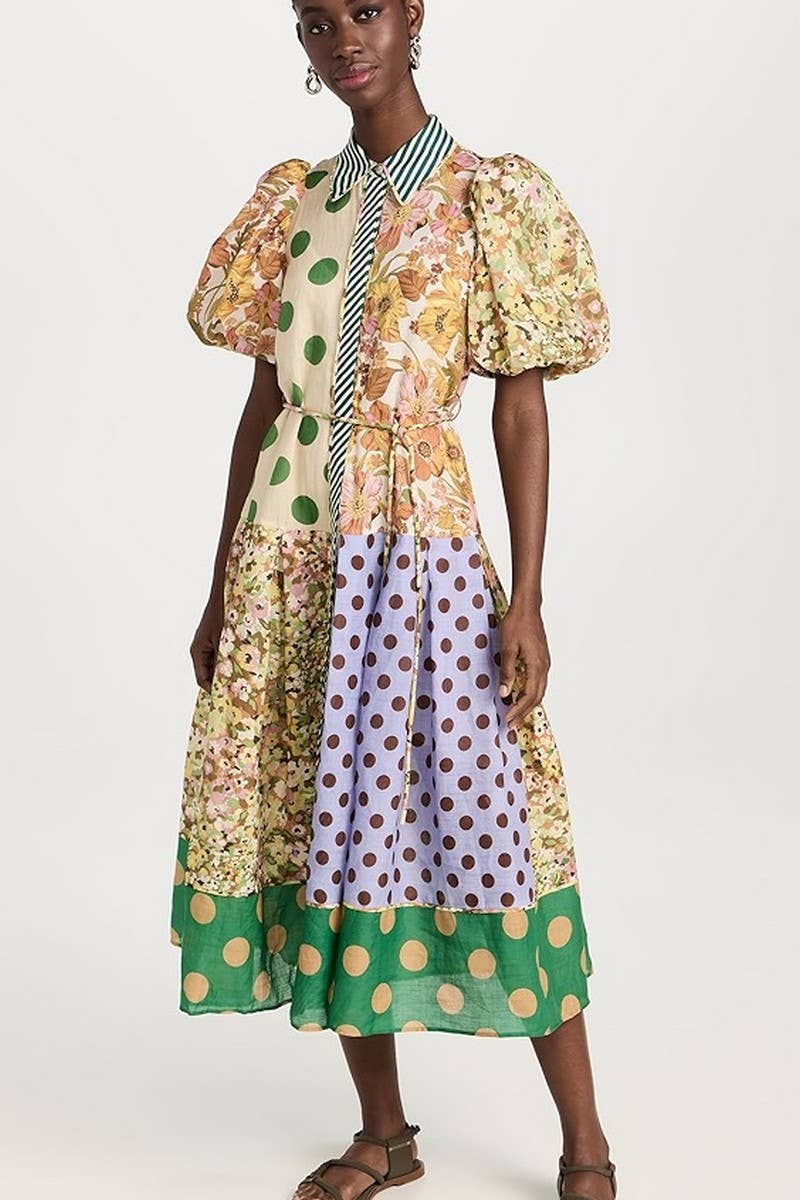 CWDMD5725_FASHIONABLE PUFF SLEEVE ALL-MATCH SLIM DRESS