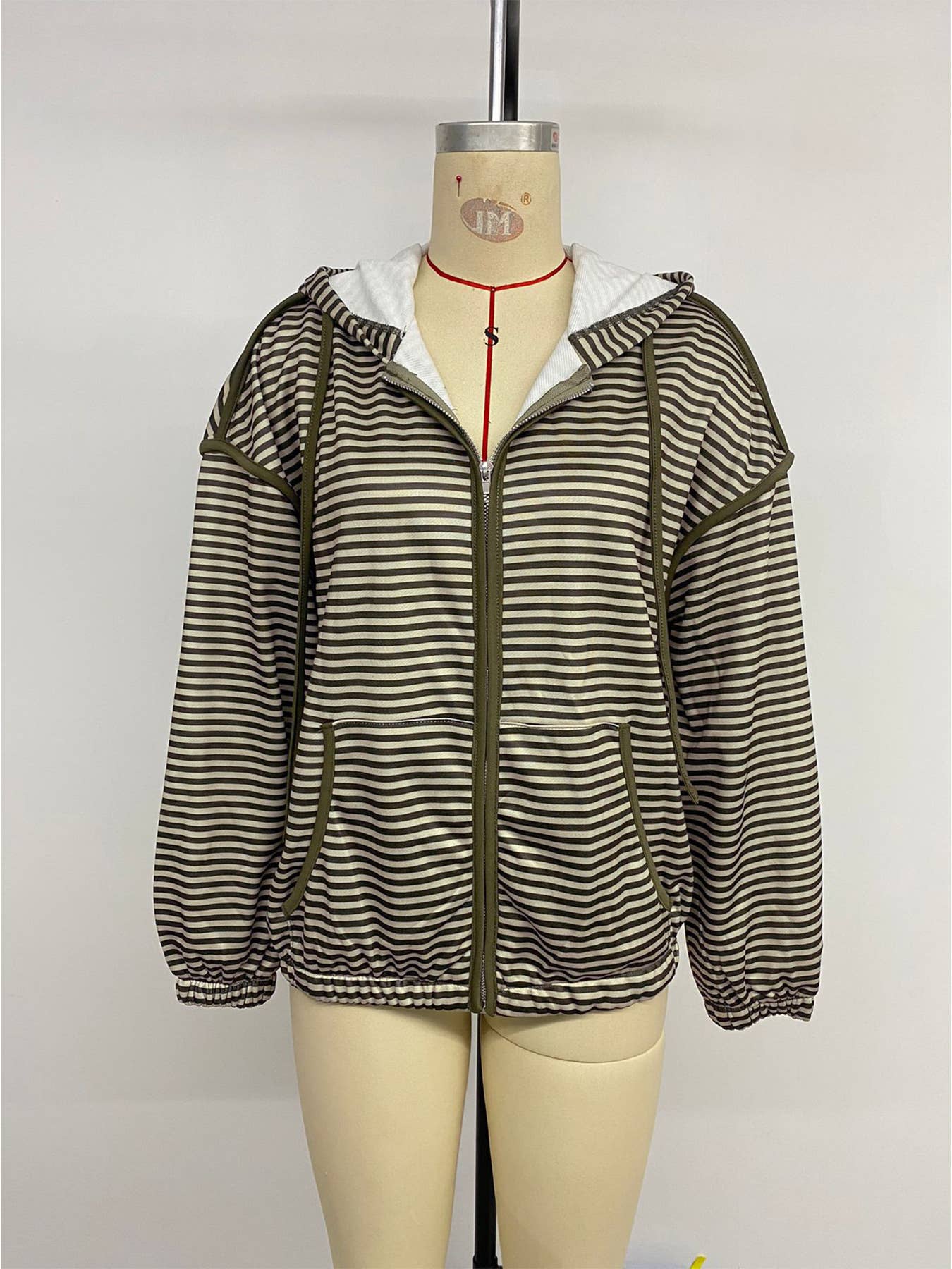 Laid-back striped casual hooded sweatshirt