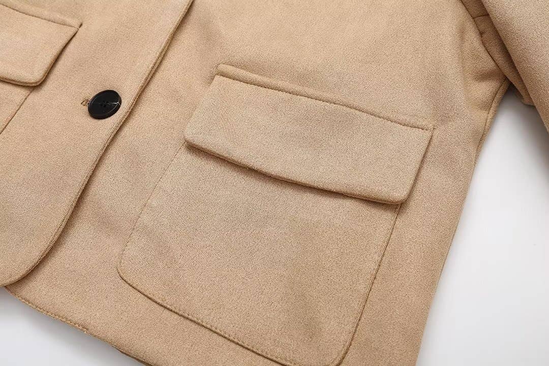 SINGLE-BREASTED LONG-SLEEVED COAT WITH POCKETS