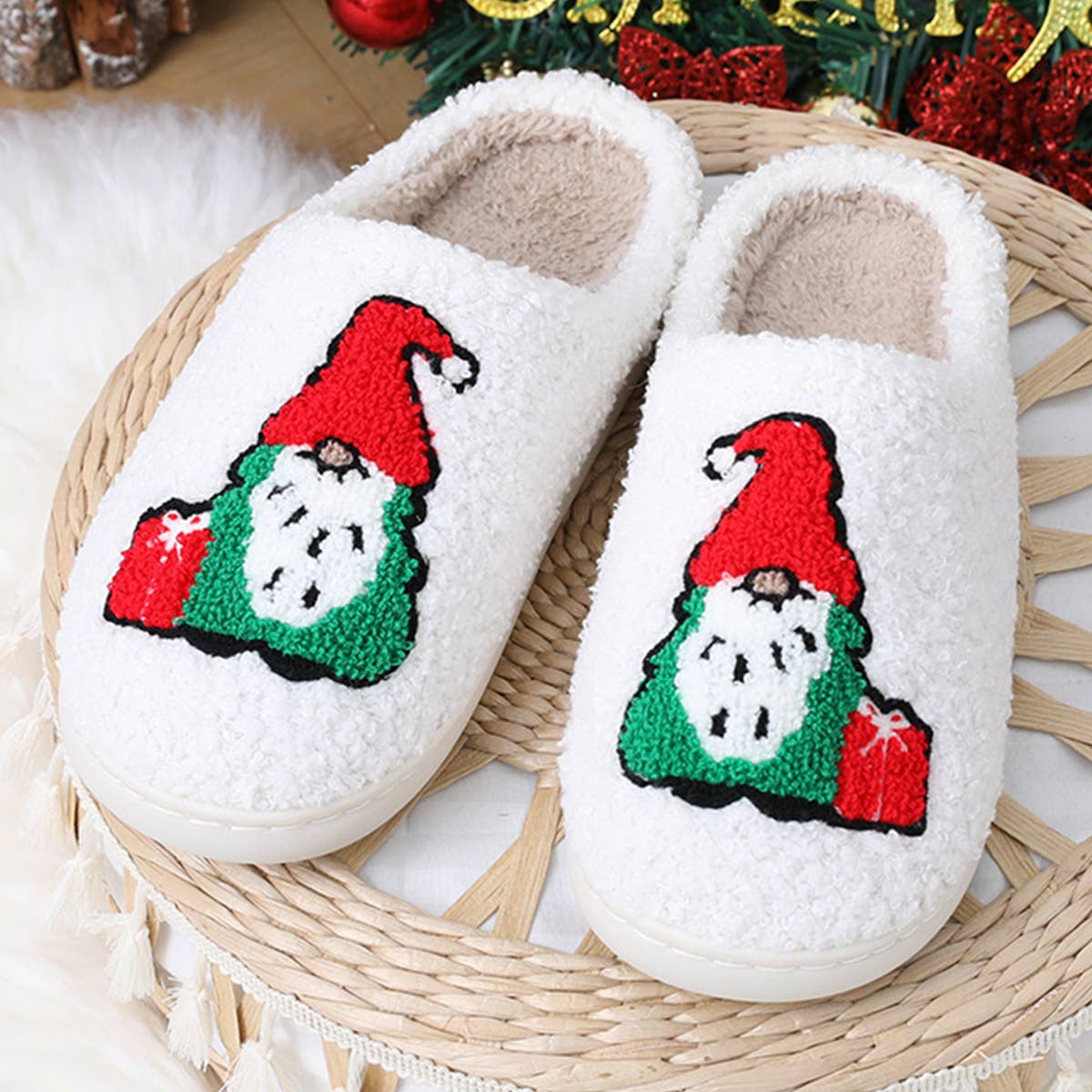 CHRISTMAS DWARF PATTERN WINTER COTTON SLIPPERS
