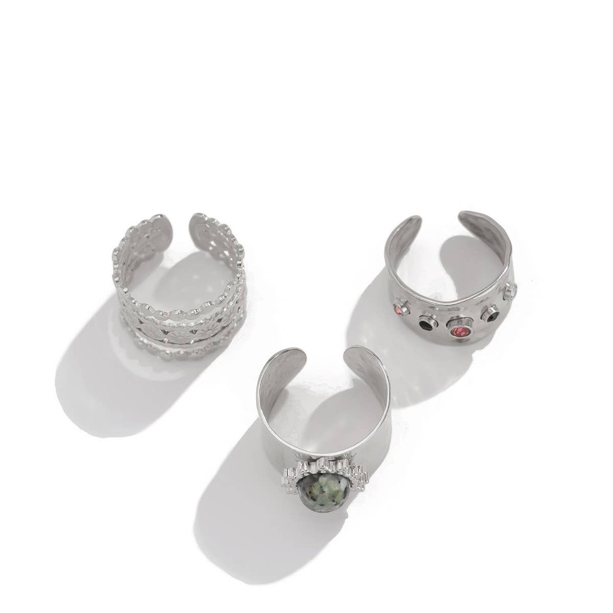 FASHIONABLE METALLIC PLEATED KNUCKLE RING SET