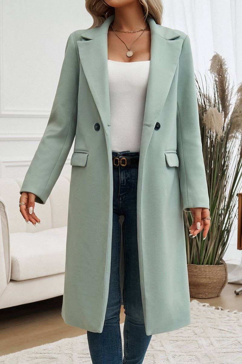 CWOCO0258_V NECK LONG SLEEVE WOOLEN COAT