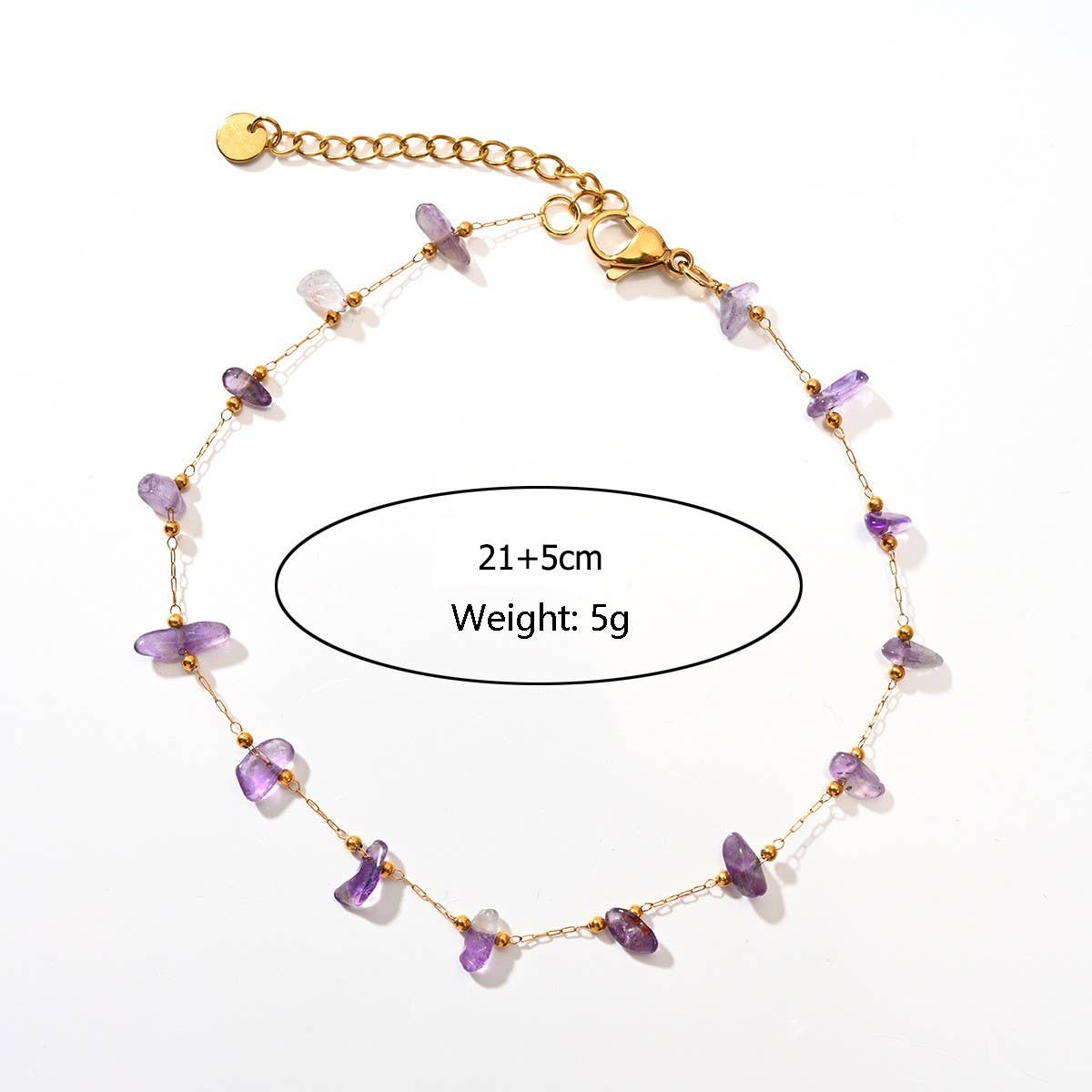 Stainless Steel Anklet with Colorful Stone Beads_CWAJE4612