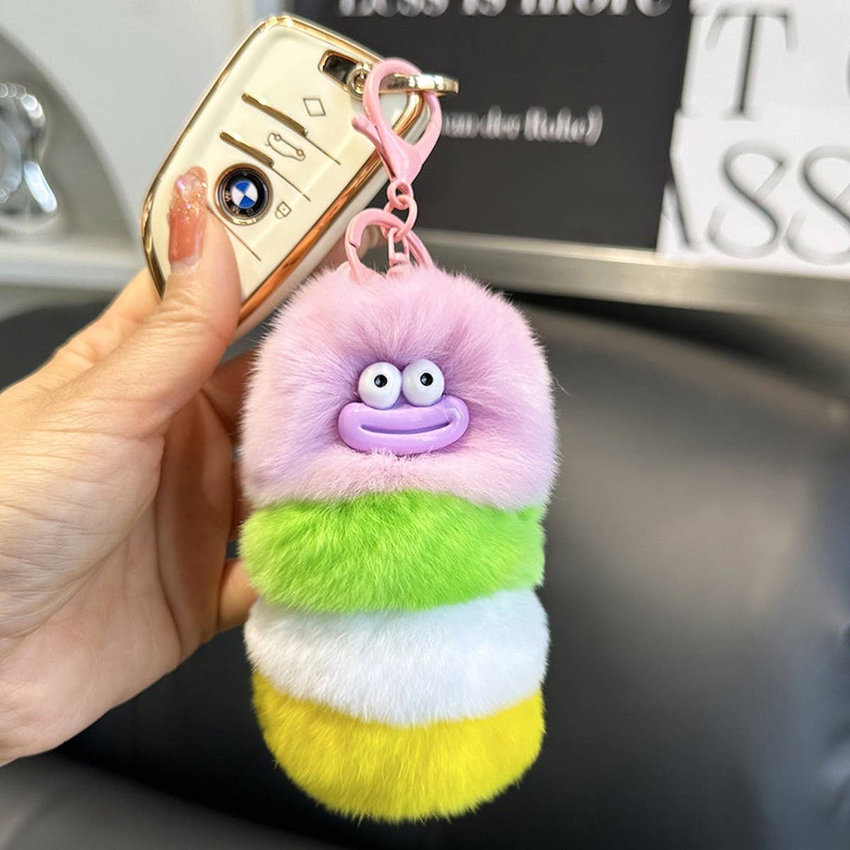 UGLY AND CUTE CATERPILLAR BAG PENDANT CAR KEYCHAIN