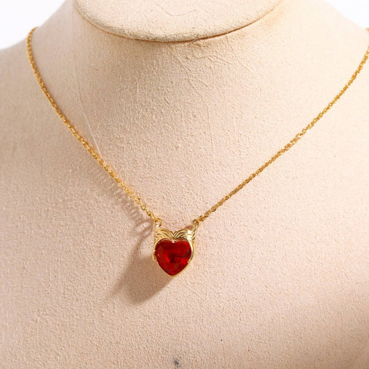 Stainless Steel Heart Zircon Pendant Necklace_CWMM5589