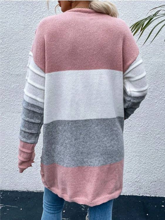 CWOCAL0457_Long Sleeve Casual Open Front Long Cardigan