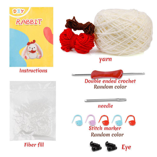 HANDMADE YARN RABBIT CROCHET DOLL MATERIAL PACKAGE
