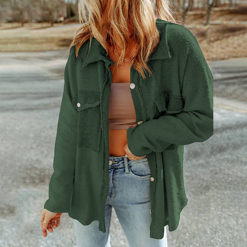 SINGLE-BREASTED CARDIGAN WITH SOLID COLOR LAPEL