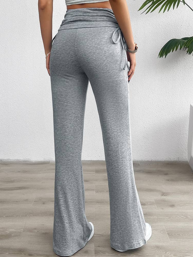COMFORTABLE CASUAL SOLID COLOR SLIM PLEATED PANTS