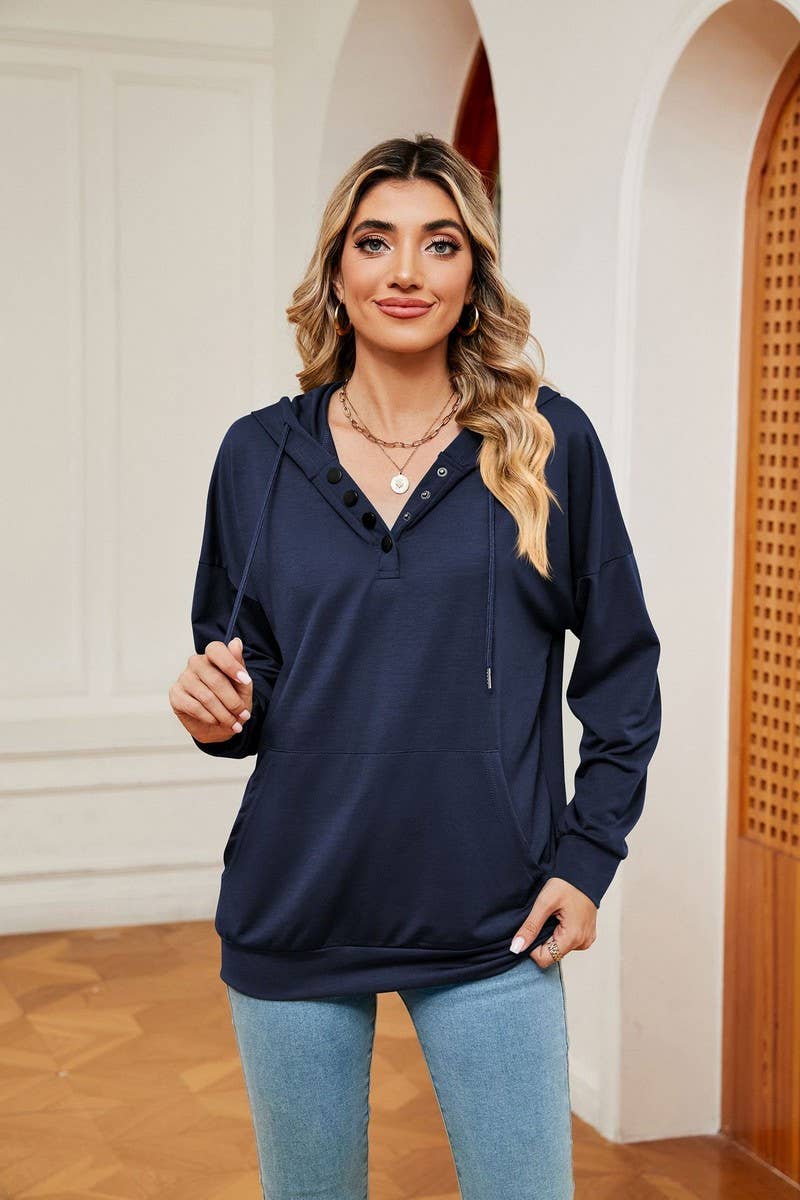 CWOHOL0930_SOLID COLOR BUTTON DRAWSTRING POCKET HOODIE