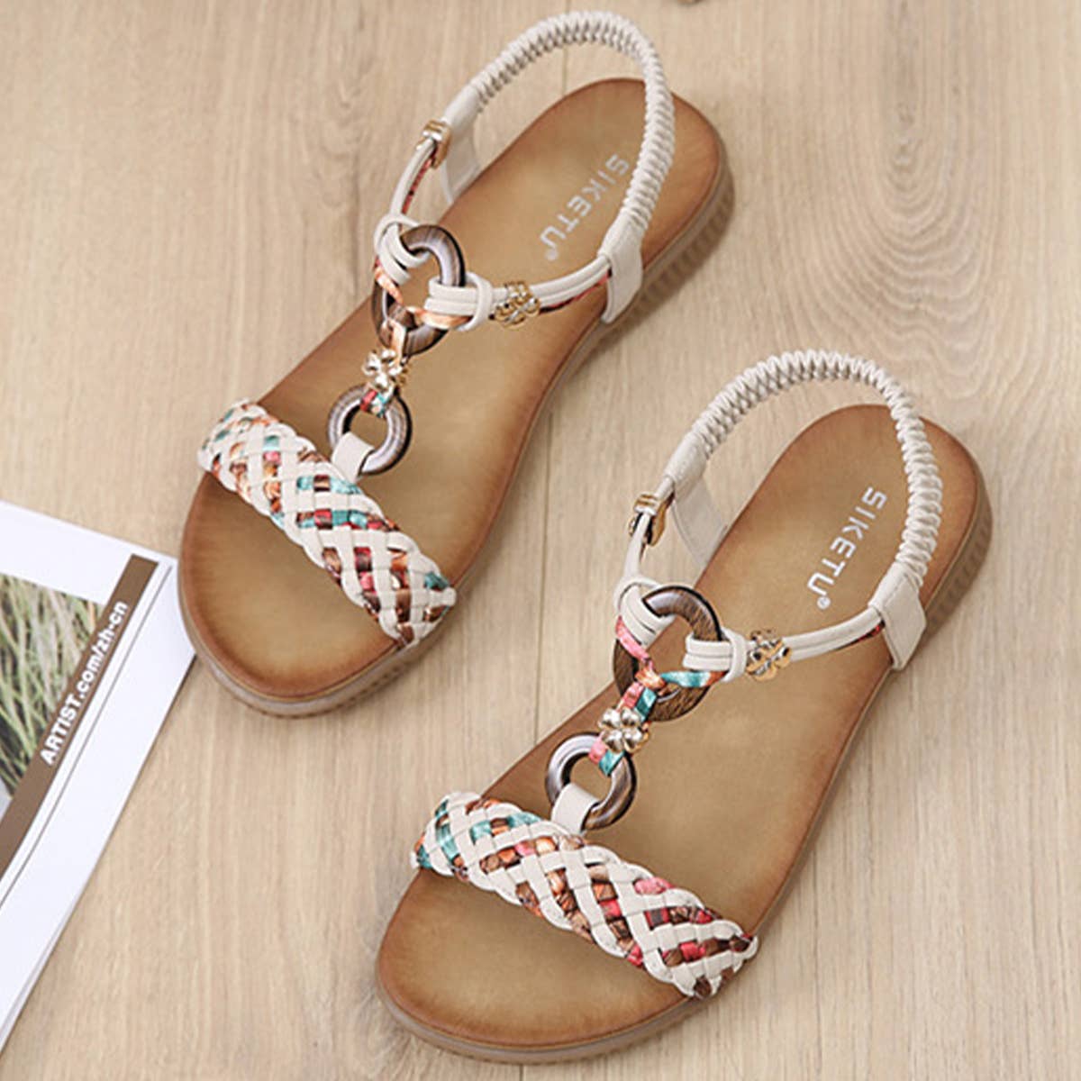 BOHEMIAN RETRO STYLE THICK SOLE FLAT SANDALS_CWSHS0521