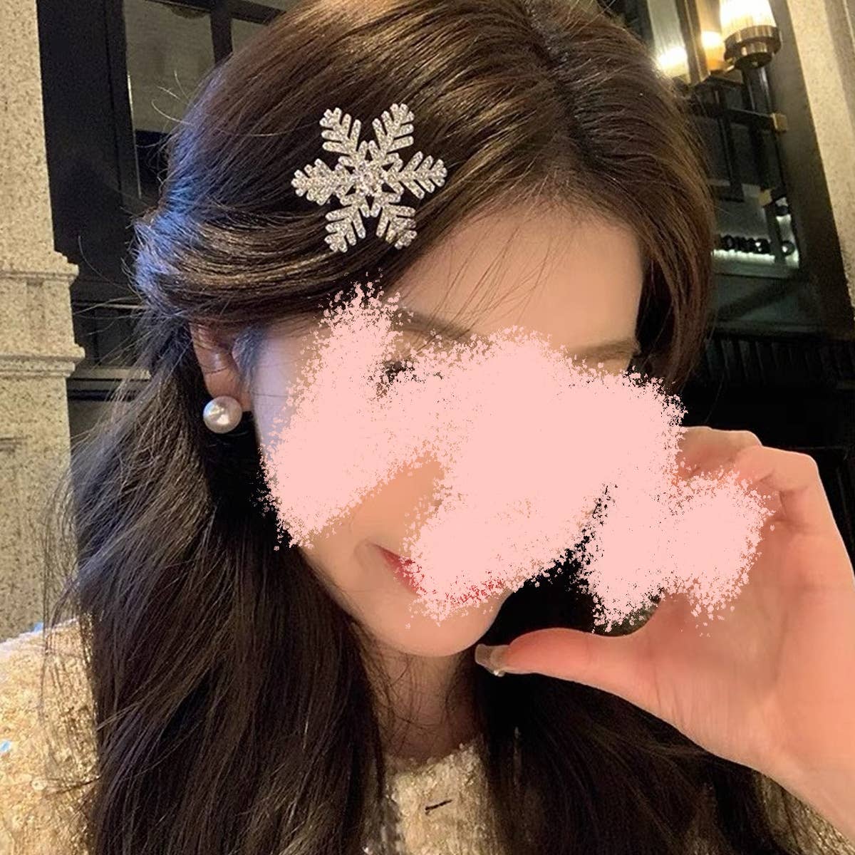 Fashionable rhinestone snowflake side hairpin