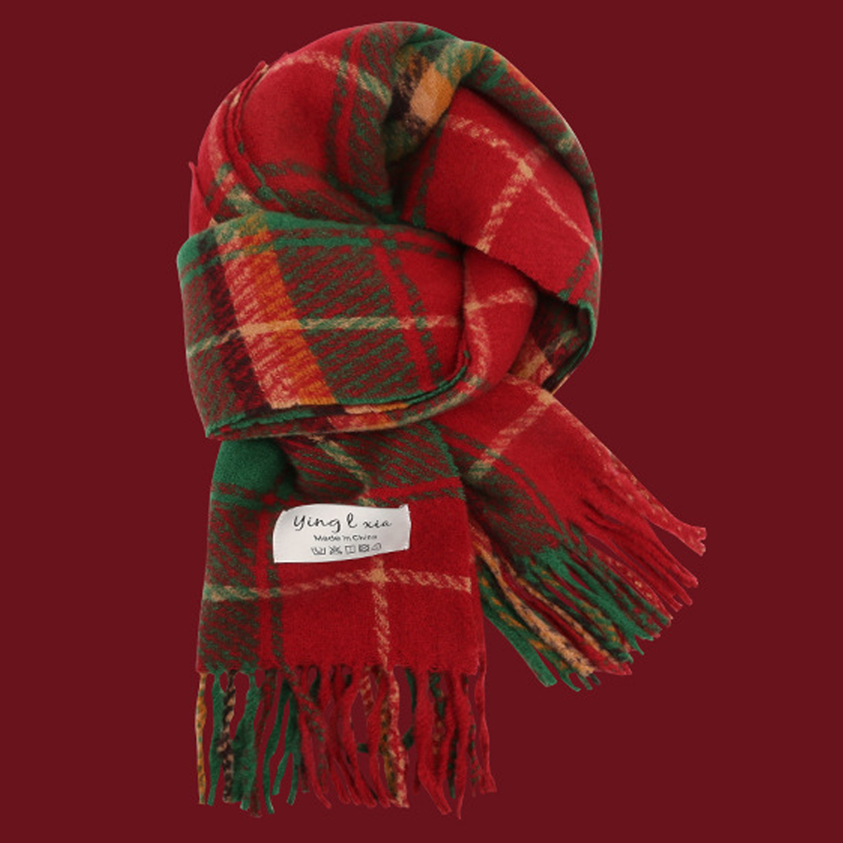 Red Faux Cashmere Scarf for Winter ??œChristmas Gift_CWASC0139