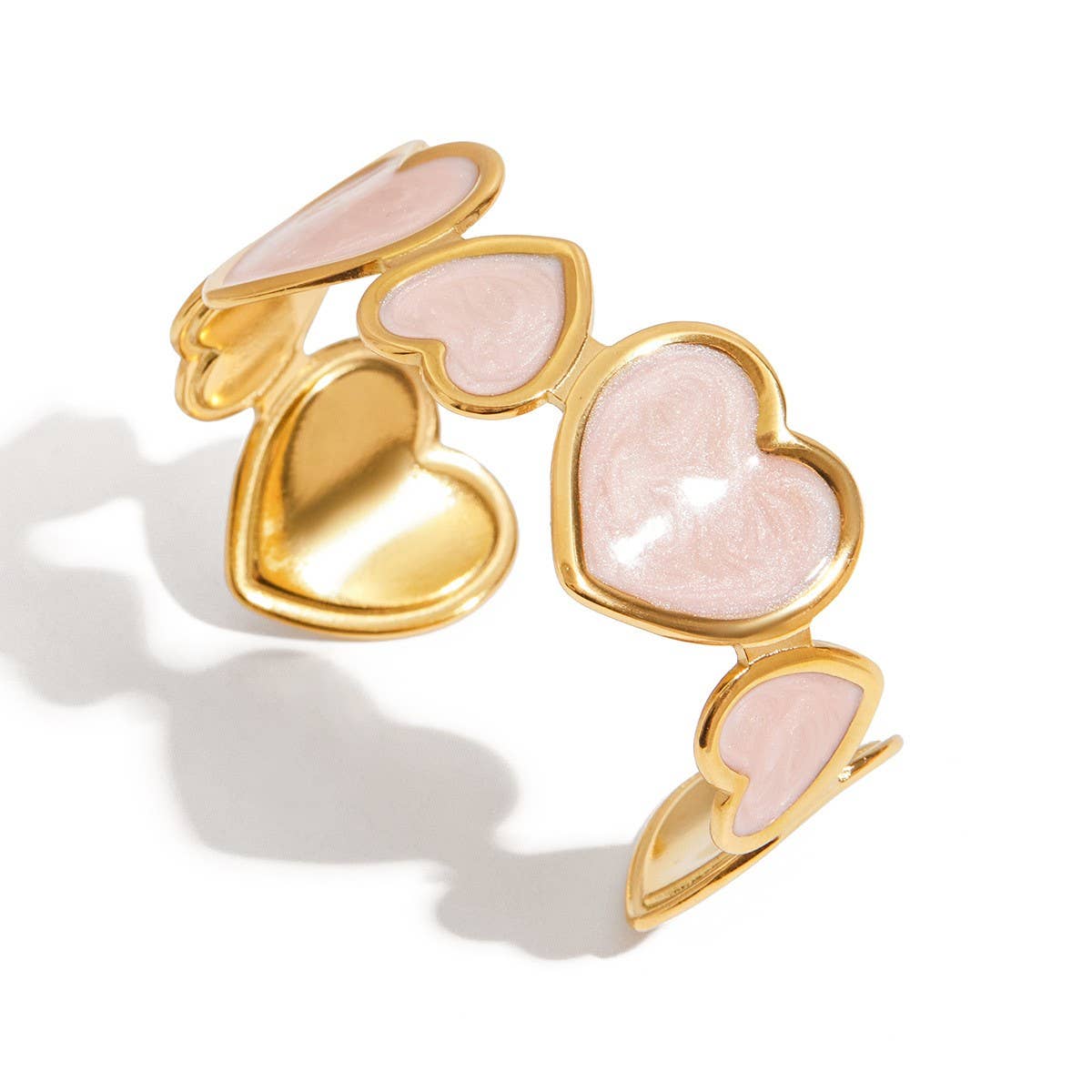 Stylish 18K Gold Open Heart Bangle, Bulk Sale_CWAJE4735