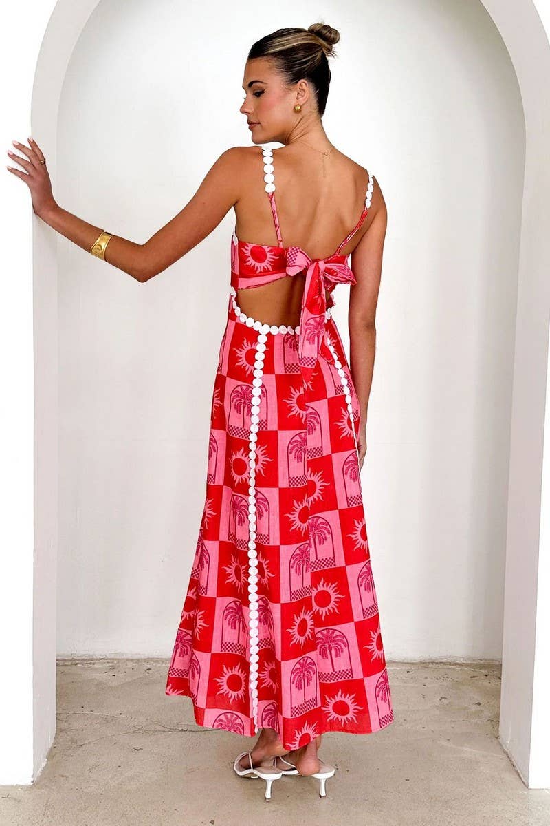 CWDMD5175_OFF SHOULDER RUFFLE TRIM FLORAL CAMI DRESS