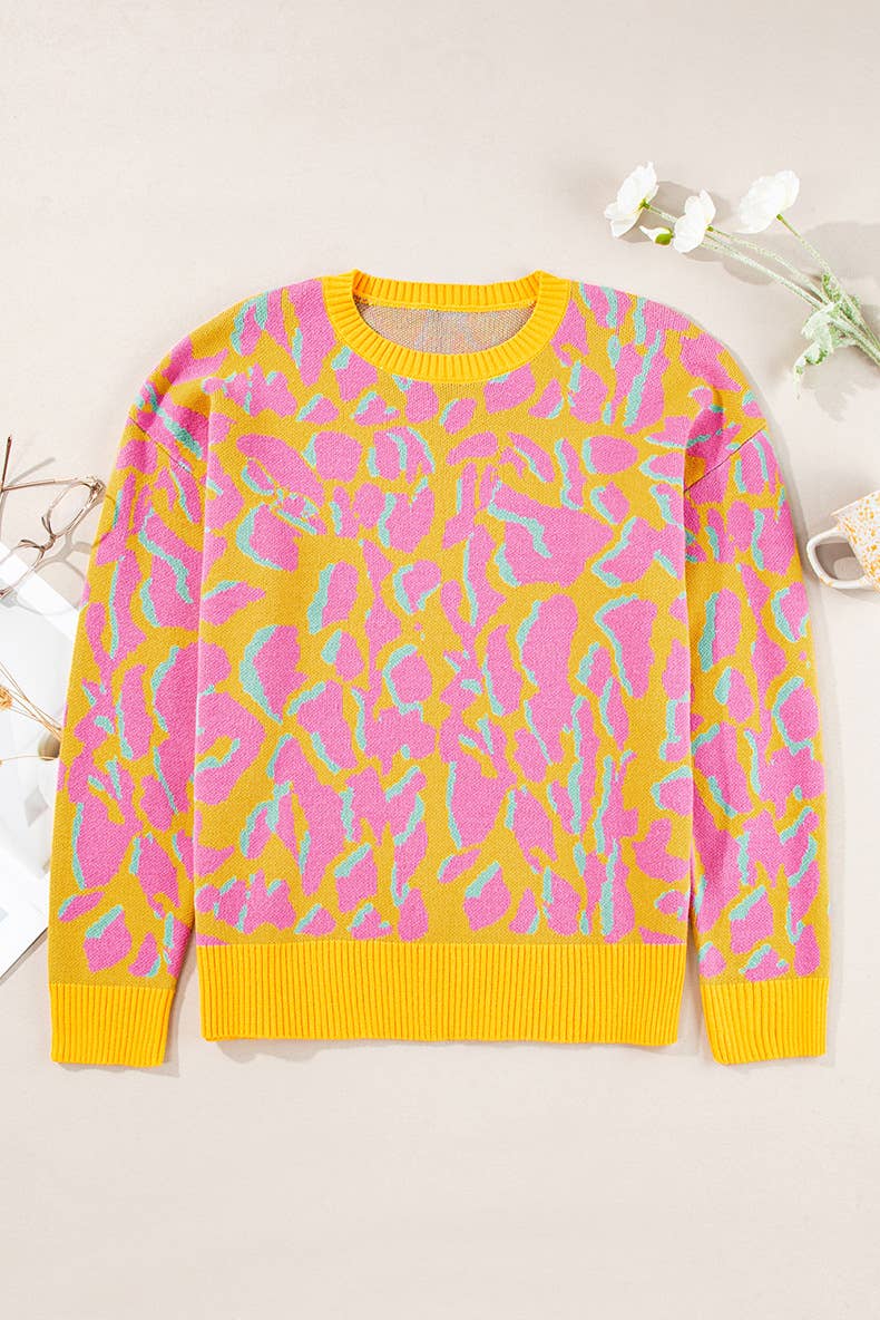 STYLISH FLORAL SWEATER WITH CONTRASTING COLORS