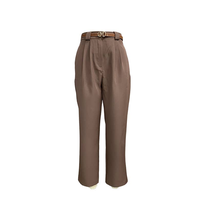 SOLID COLOR ALL-IN-ONE HIGH-WAISTED SUIT PANTS