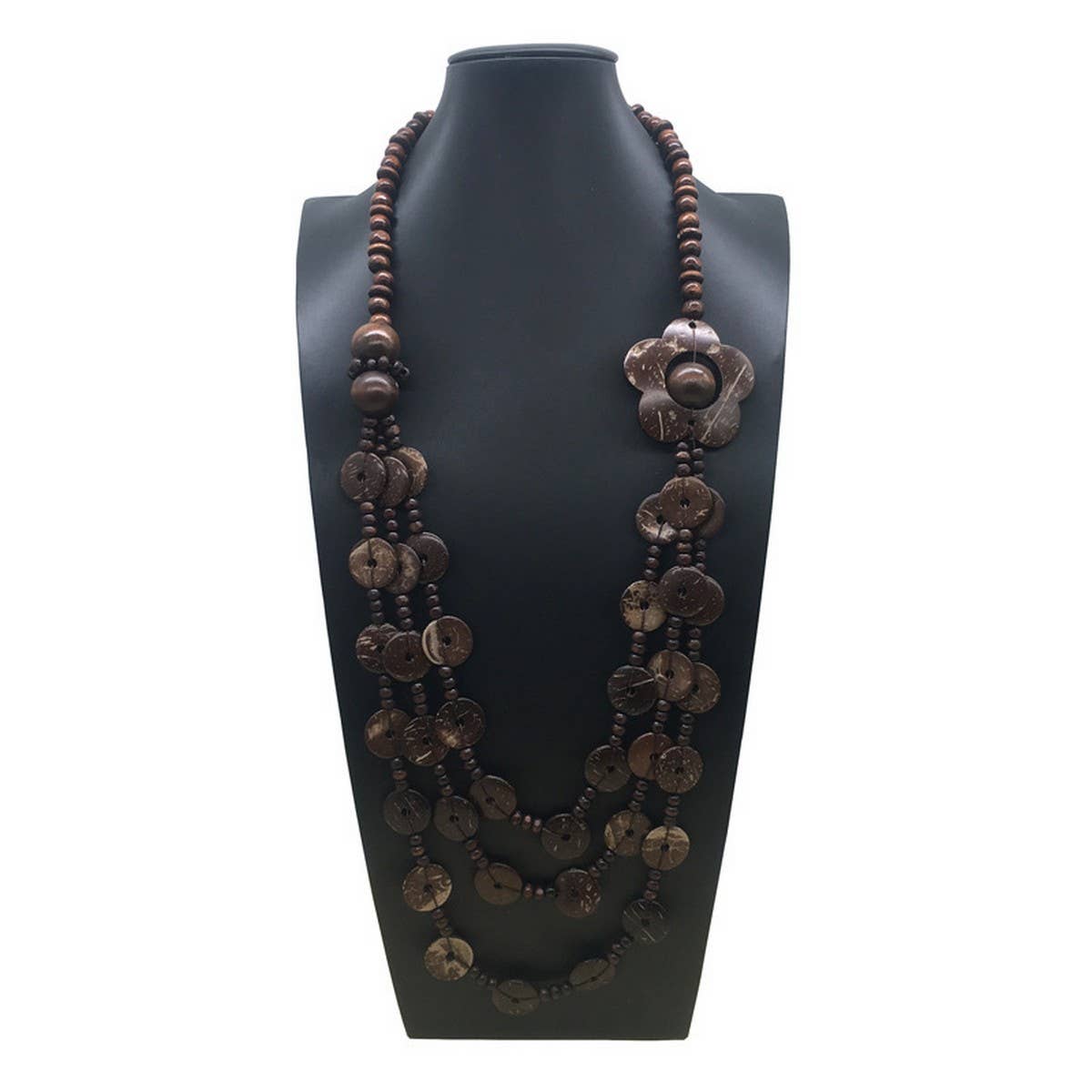 BOHEMIAN COCONUT SHELL VINTAGE LONG NECKLACE_CWMM4564