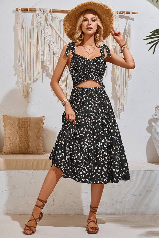 CWDHL0641_FASHION PRINT CASUAL KNOT STRAP DRESS