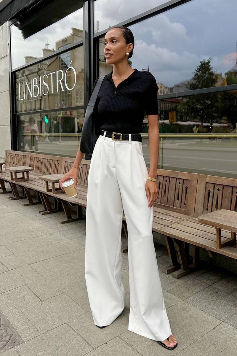 CWBLP1712_WHITE HIGH WAIST CASUAL WIDE LEG TROUSERS