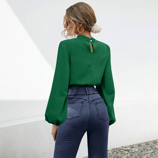 Twisted lantern sleeve design short top