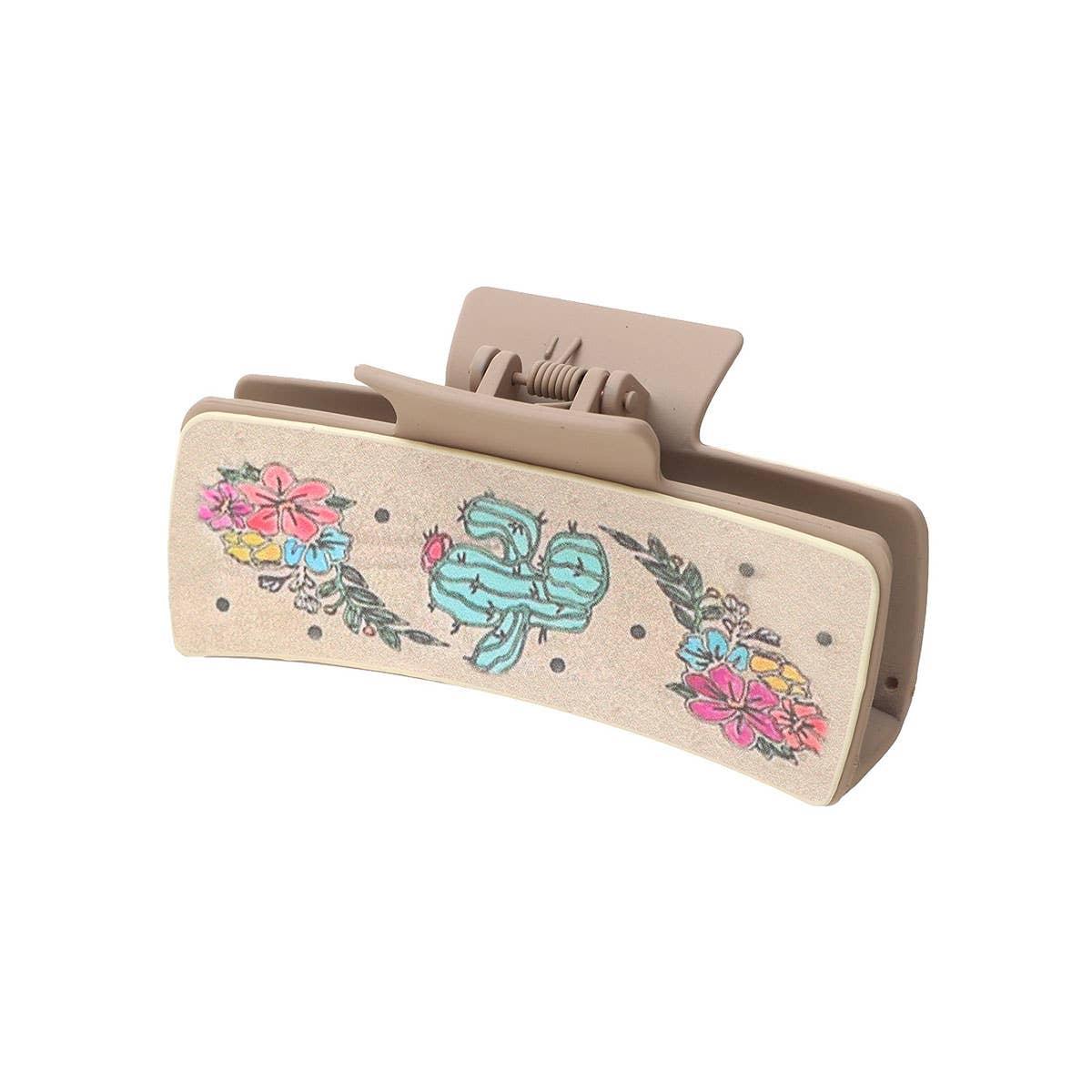 Western Cactus Sunflower Hair Claw - Leather Clip