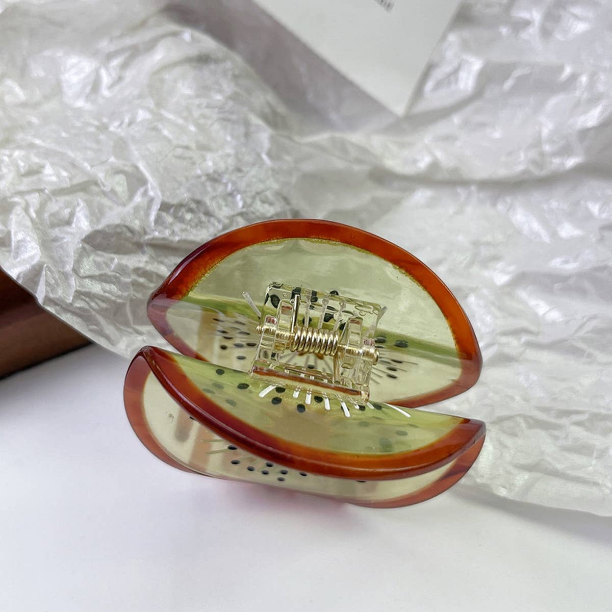 Quirky Kiwi Fruit Acetate Hair Claw, Back Bun Clip_CWAHA1340