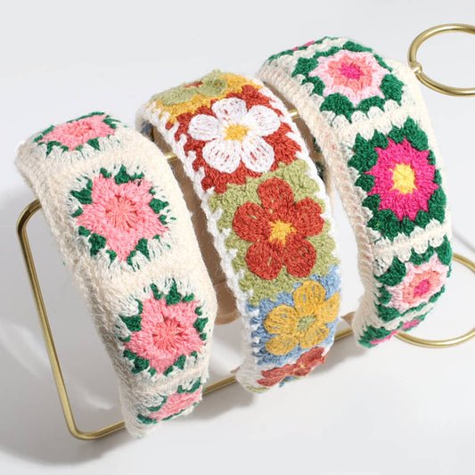 PASTORAL STYLE KNITTED FLOWER BRAIDED HEADBAND_CWAHA2261