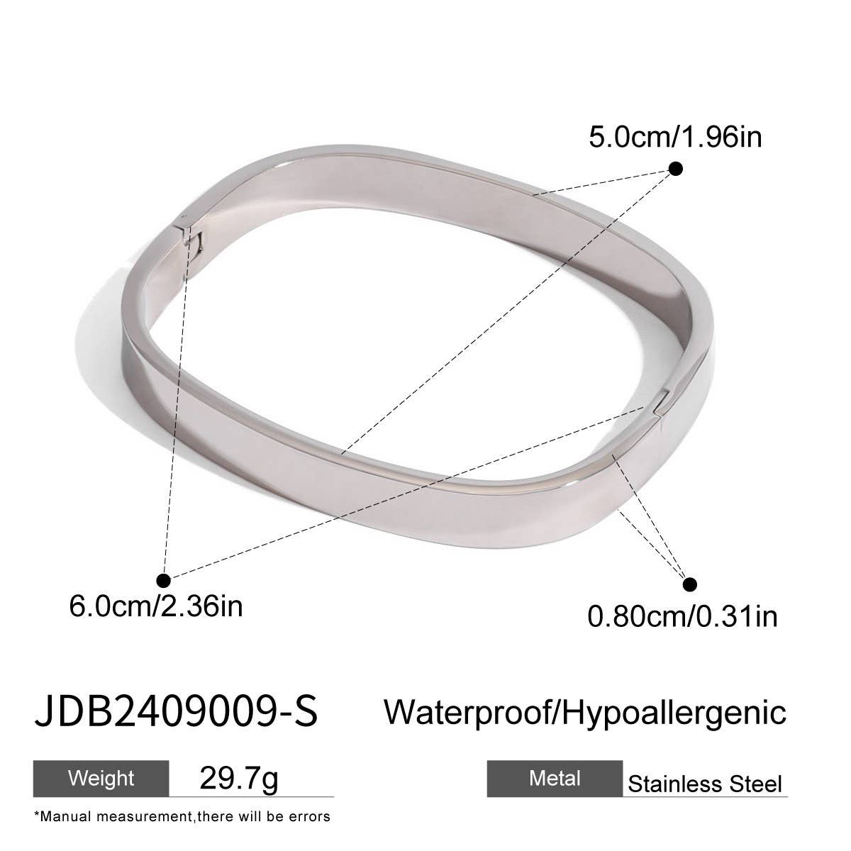 Stainless Steel Curved Clasp Bangle, Sleek Style_CWAJE4661