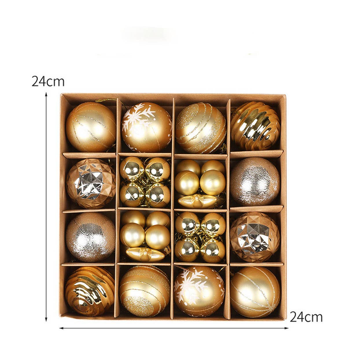 CWMM10427_36PCS CHRISTMAS TREE ORNAMENTS SHINY BAUBLES SET