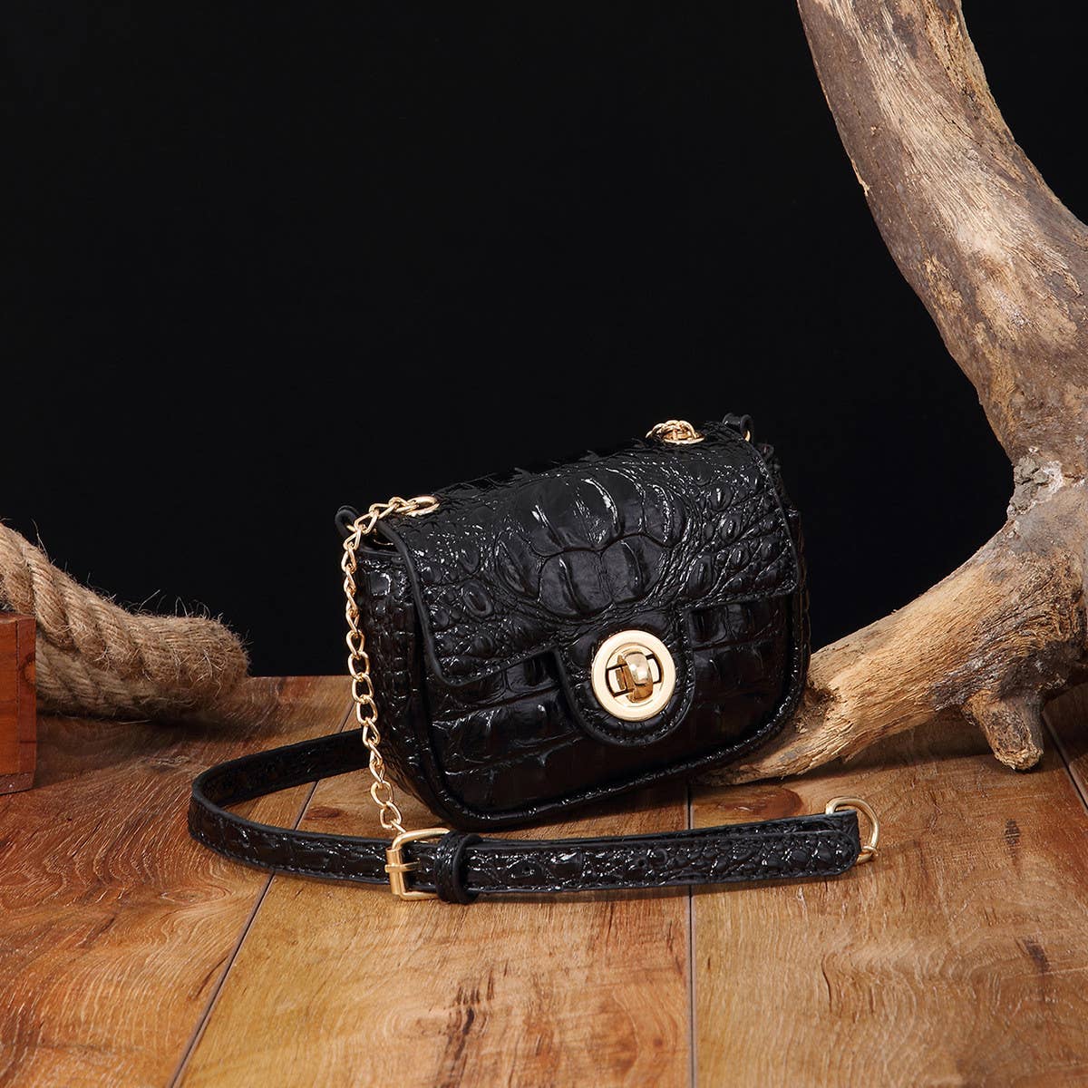 WOMEN MULTI-COLOR CROCODILE PATTERN SHOULDER BAG_CWAB2596