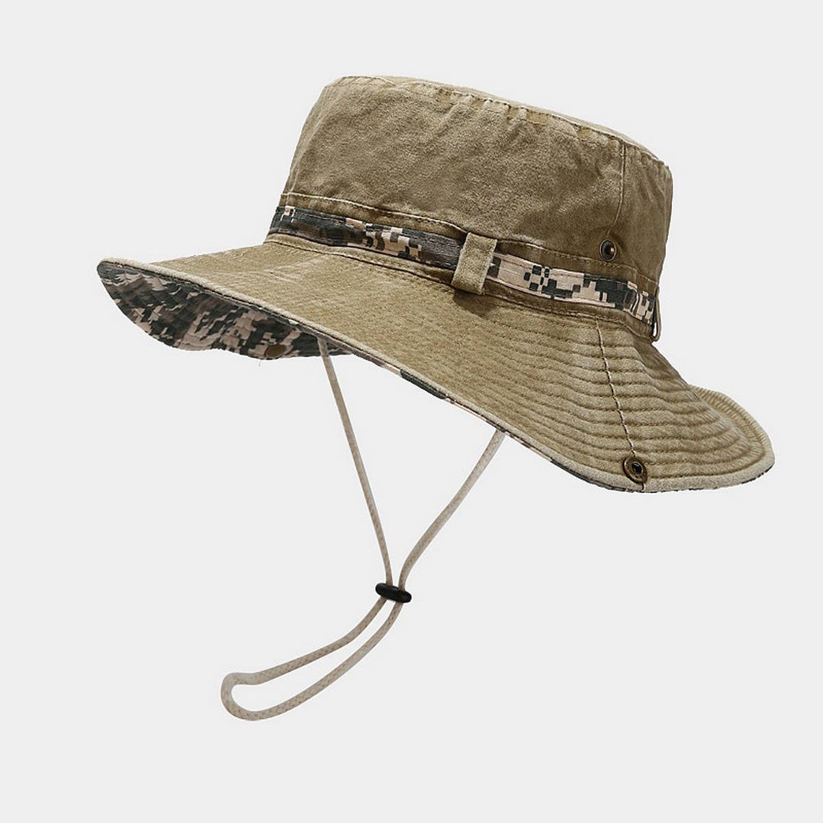 Washed Camouflage Bucket Hat ? Outdoor UV Sun Cap_CWAH3835