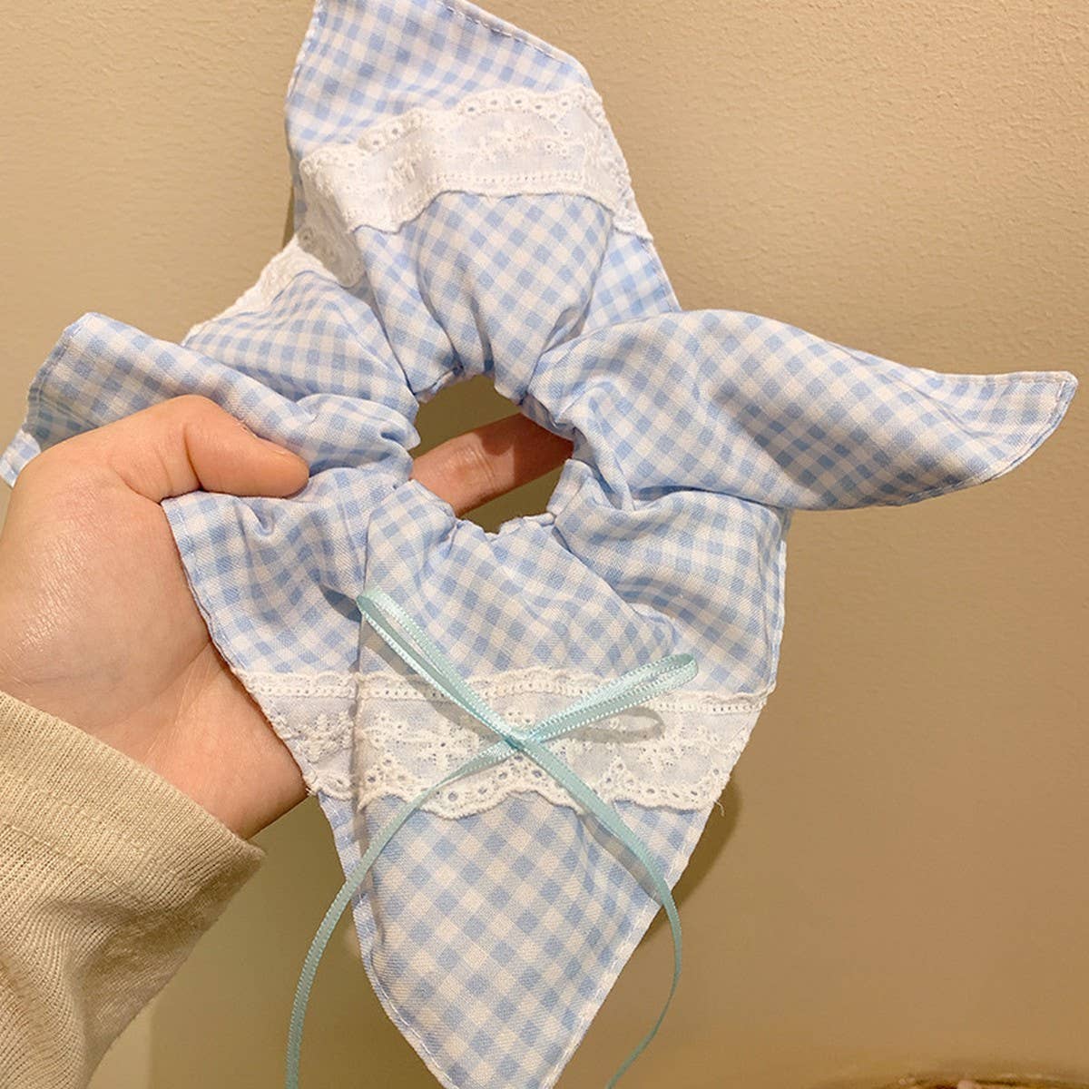 LACE BOW SQUARE SCARF HAIRBAND HAIR ACCESSORY