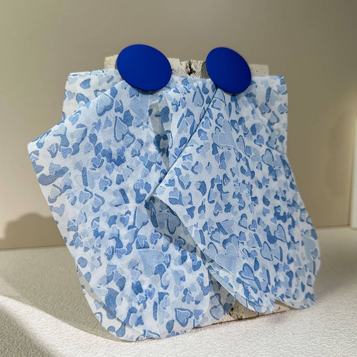 Long Dyed Fabric Heart Earrings ? Handmade Style