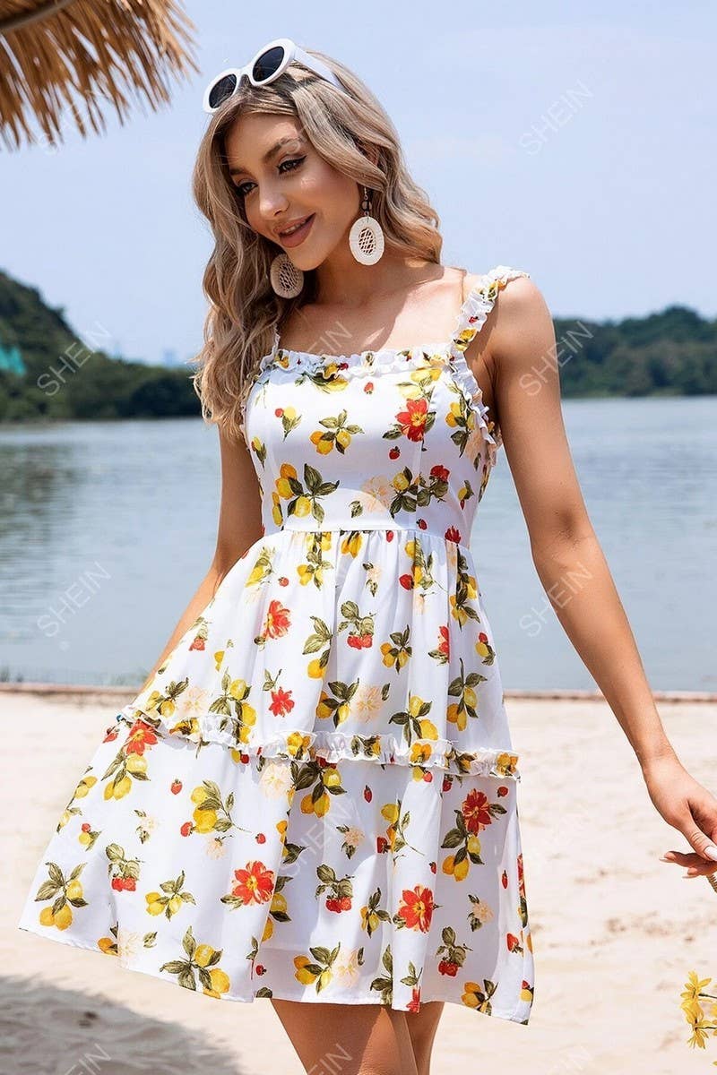 CWDHL0983_SPRING AND SUMMER HALTER BACK BOW DRESS