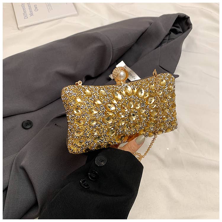 Fashionable colored diamond crossbody chain bag