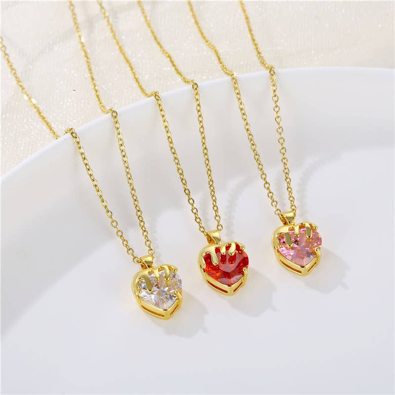 Heart-shaped zircon heart-shaped necklace