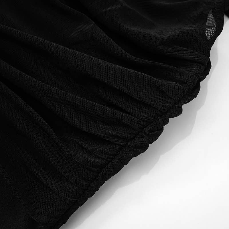 Sheer Mesh One-Shoulder Bodycon Dress