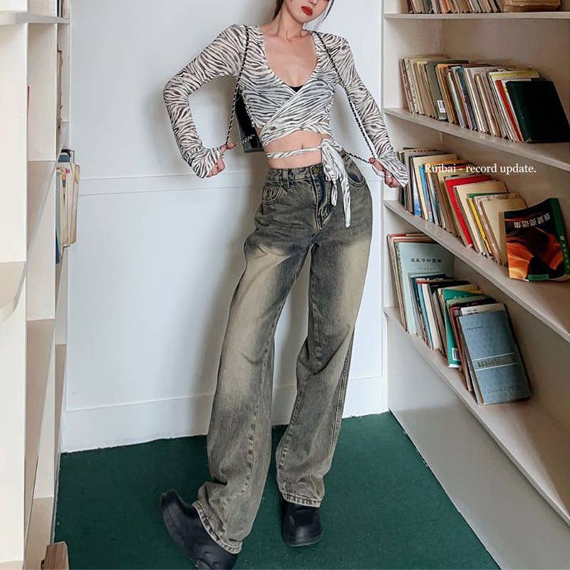 Sexy Zebra Print V-Neck Tie Front Open Cardigan