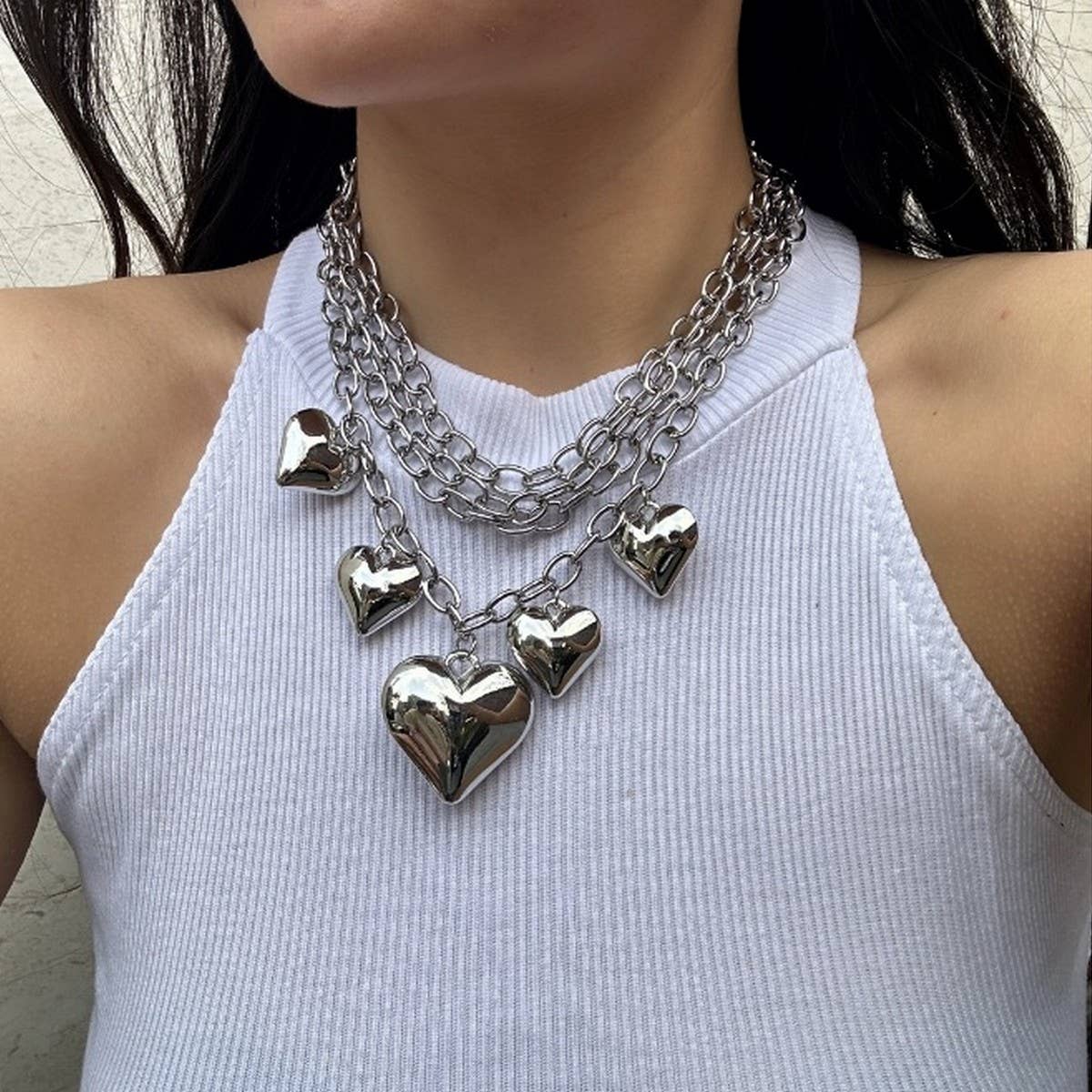 METAL STYLE PERSONALIZED HEART PENDANT NECKLACE