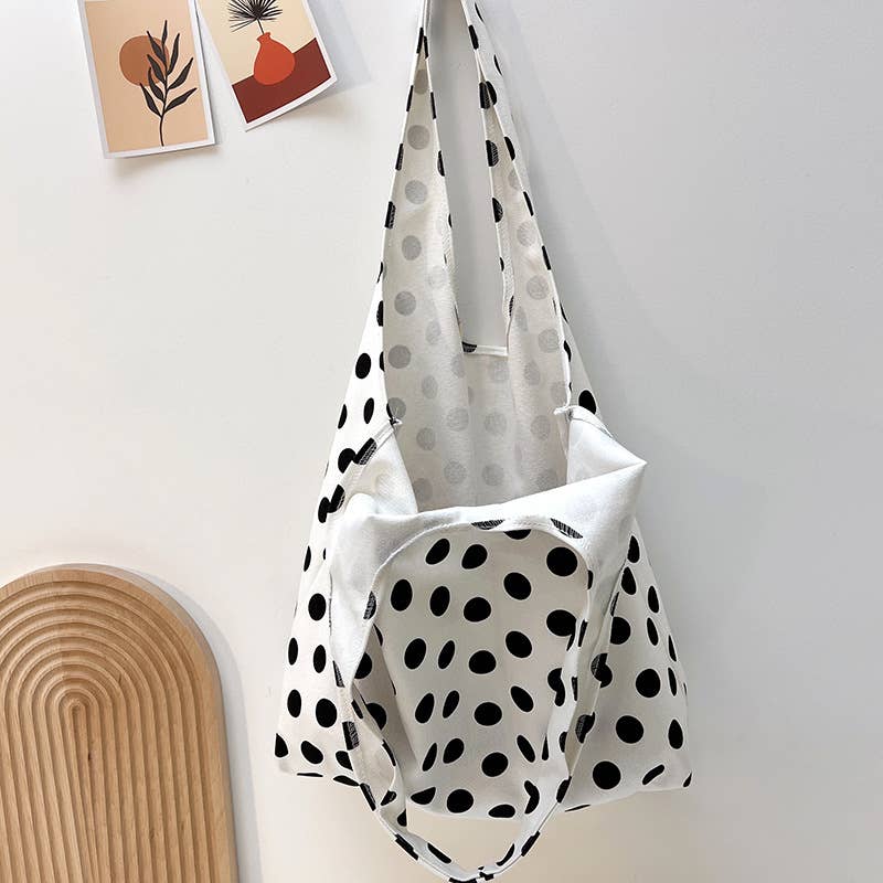 Polka dot single-shoulder bag simple canvas bag
