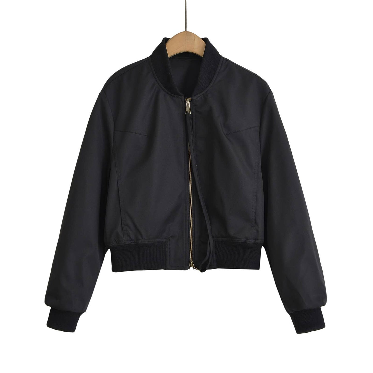 Thread round-neck double zipper baseball jacket