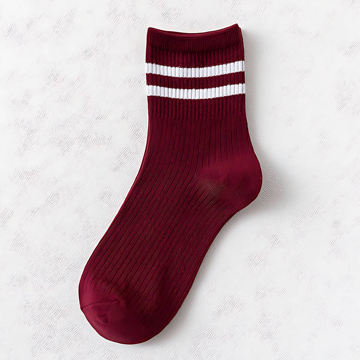 2-Stripe Cotton Mid Socks for Women, Wholesale_CWMS070